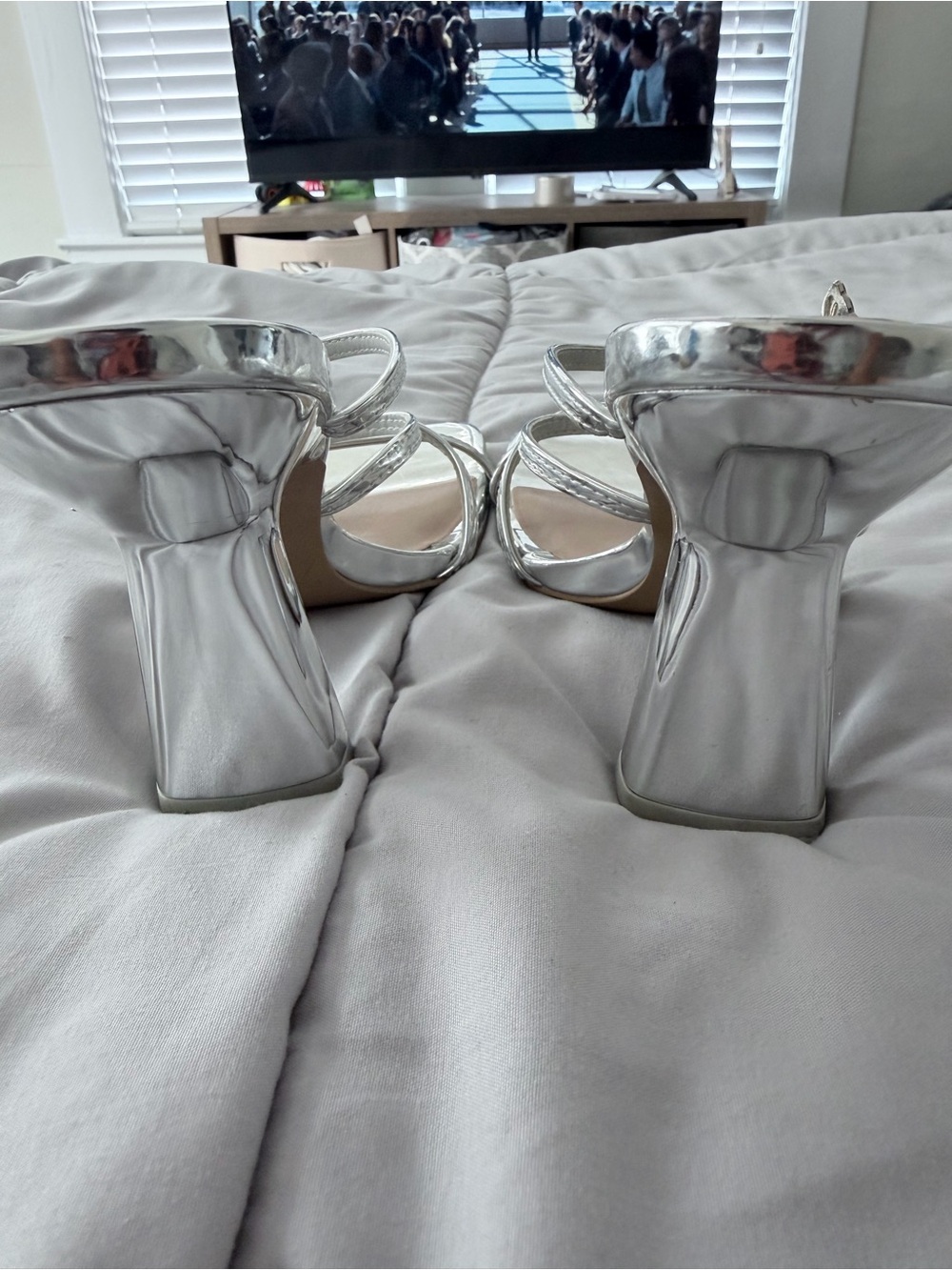 Zara strappy metallic silver butterfly heels - Picture 4 of 6